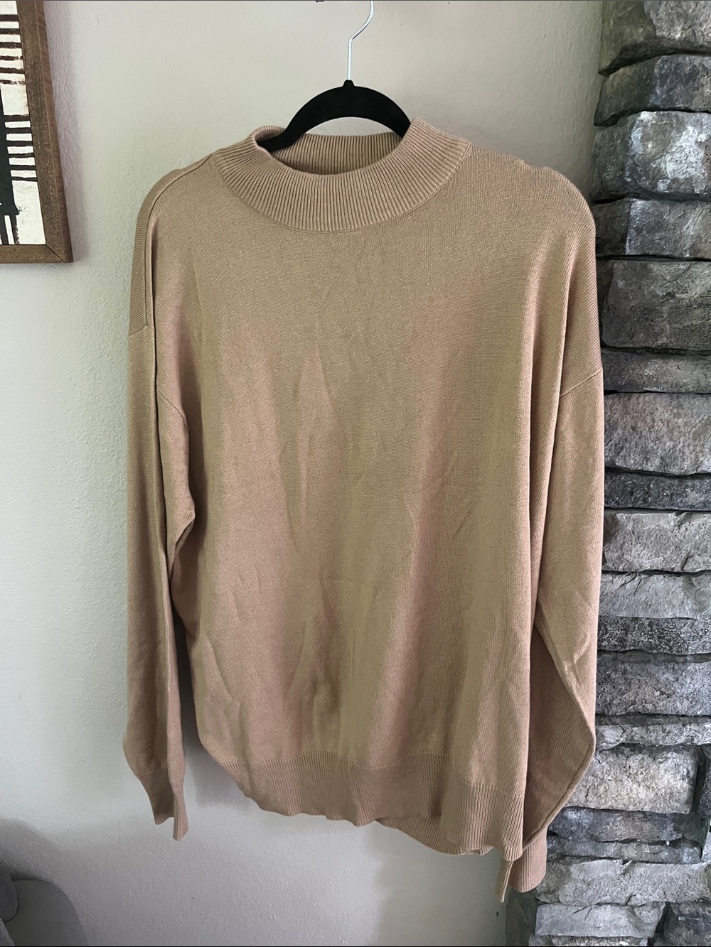 WinterSilks women’s oversized crewneck silk cashmere blend Sweater in Beige